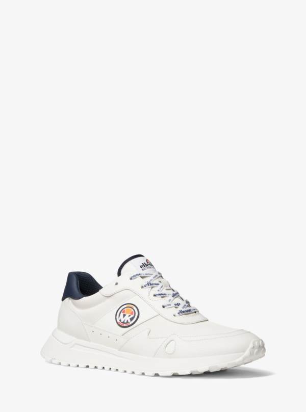 Panske Tenisky Michael Kors MK X ellesse Miles Nylon Gabardine and Leather Biele - Topanky Michael Kors Akcia | YDQCS-8154